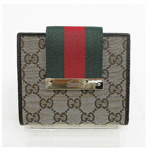 Gucci GG Sherry Bifold Wallet Beige Canvas Leather